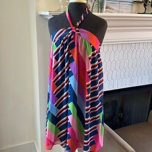 NWT sz L Trina Turk Striped Halter Dress